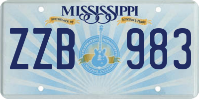MS license plate ZZB983