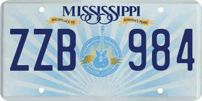 MS license plate ZZB984