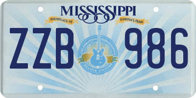 MS license plate ZZB986