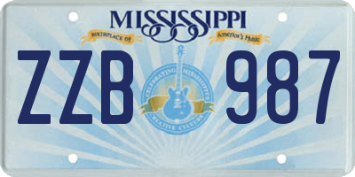 MS license plate ZZB987