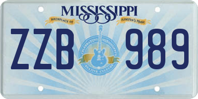 MS license plate ZZB989