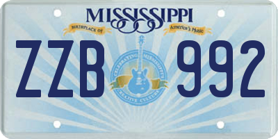 MS license plate ZZB992
