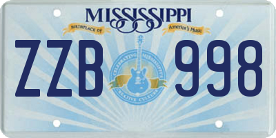 MS license plate ZZB998