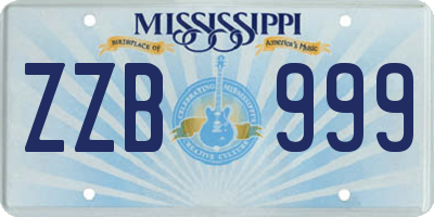 MS license plate ZZB999