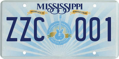 MS license plate ZZC001