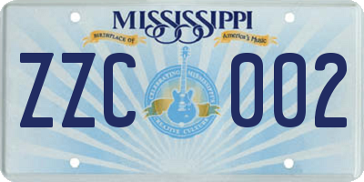 MS license plate ZZC002