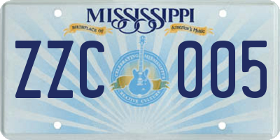 MS license plate ZZC005