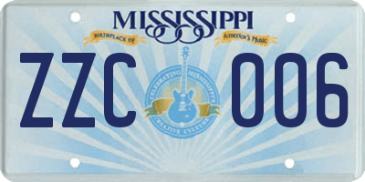 MS license plate ZZC006