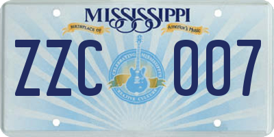 MS license plate ZZC007