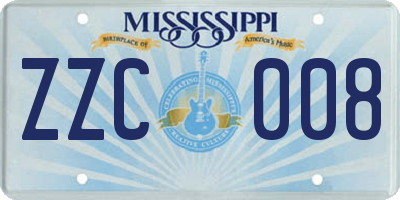 MS license plate ZZC008