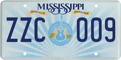 MS license plate ZZC009