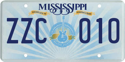 MS license plate ZZC010