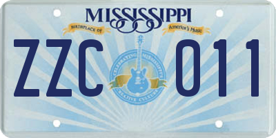 MS license plate ZZC011