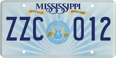 MS license plate ZZC012