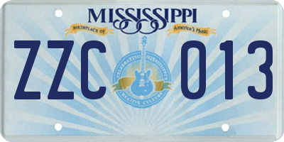 MS license plate ZZC013