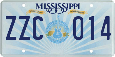 MS license plate ZZC014