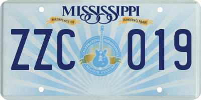 MS license plate ZZC019