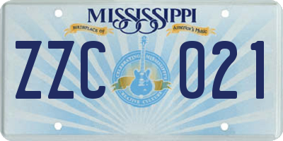 MS license plate ZZC021