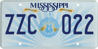 MS license plate ZZC022