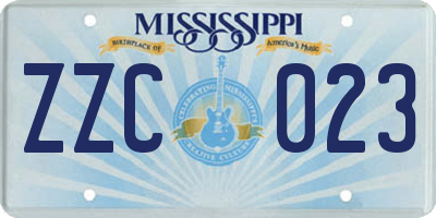 MS license plate ZZC023