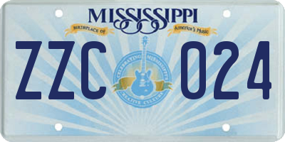 MS license plate ZZC024