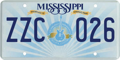 MS license plate ZZC026