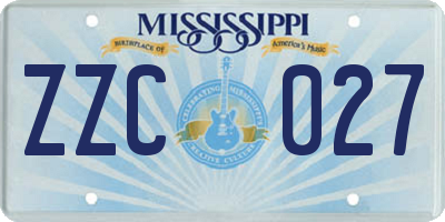 MS license plate ZZC027