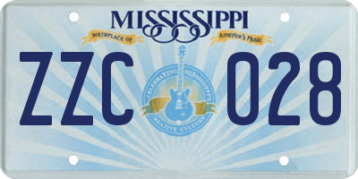 MS license plate ZZC028