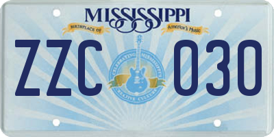 MS license plate ZZC030