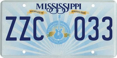 MS license plate ZZC033