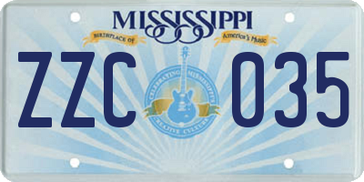 MS license plate ZZC035