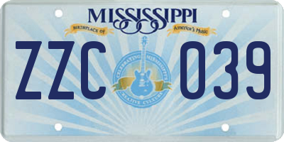 MS license plate ZZC039