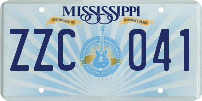 MS license plate ZZC041