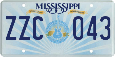 MS license plate ZZC043