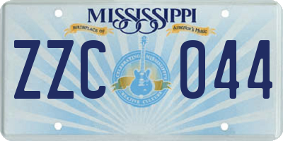 MS license plate ZZC044