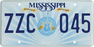 MS license plate ZZC045