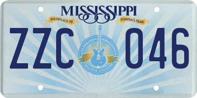 MS license plate ZZC046