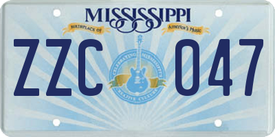 MS license plate ZZC047