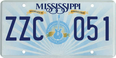 MS license plate ZZC051