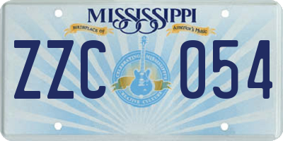 MS license plate ZZC054