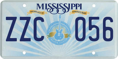 MS license plate ZZC056