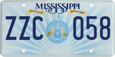 MS license plate ZZC058