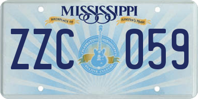 MS license plate ZZC059