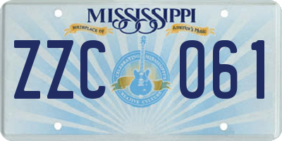 MS license plate ZZC061