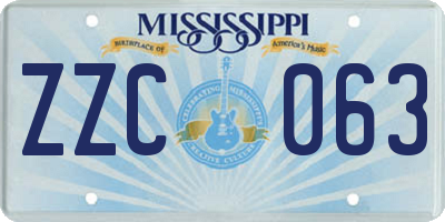 MS license plate ZZC063