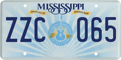 MS license plate ZZC065