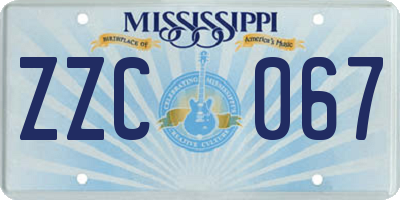 MS license plate ZZC067