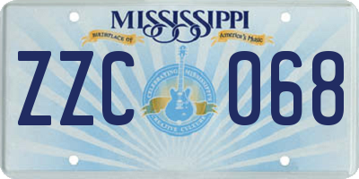 MS license plate ZZC068