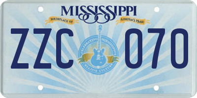 MS license plate ZZC070