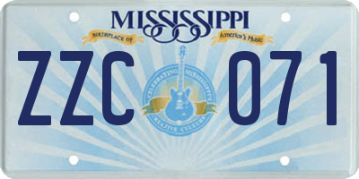 MS license plate ZZC071